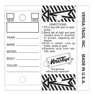 Versa-Tag Key Tags Individual Color Packs