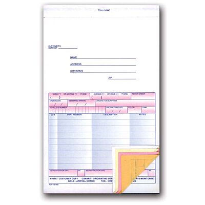 Special Parts Order Forms 7" x 5-7/8" 5-Part