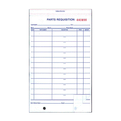 Part Requisition Forms 5-1/2" x 9-3/16"
