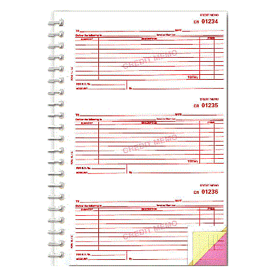 Credit Memo Books (Stock)