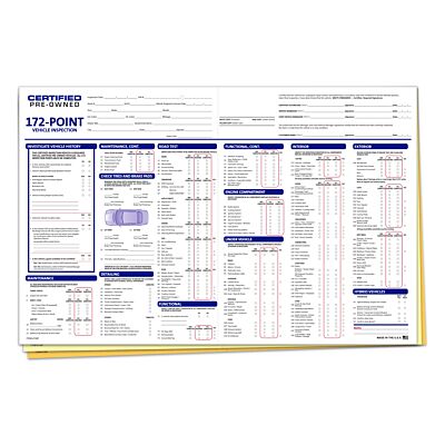 250-Pack GM Multi-Point Vehicle Inspection Forms - 3-Part Carbonless Checklist For Auto Shops