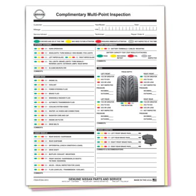 Nissan Multi-Point Inspection Form