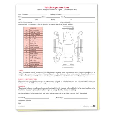 Vehicle Inspection & Estimate Form
