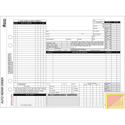 Repair Order 4-Part Carbonless 8-1/2" x 11-5/8" 100 Pack