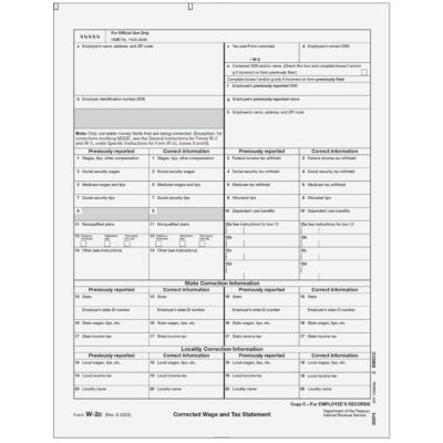W-2C Correction Copy C - Employee Record