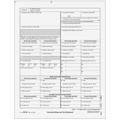 W-2C Correction Copy 1 - Employer State, City or Local, or Record 