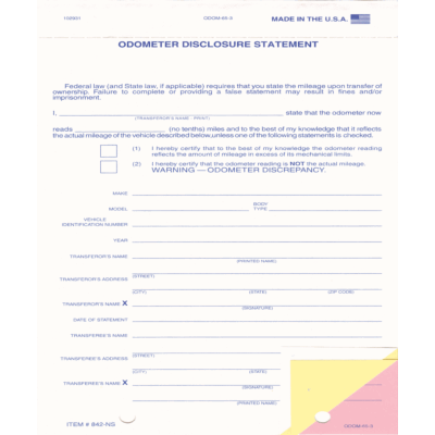 Odometer Statement 2 (No Blue Screen)