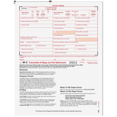 W-3 Laser 1-UP Transmittal Extras