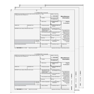 1099-MISC Laser Laser 2-Up 3-Part (eFile)