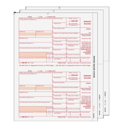 1099-INT (INTEREST) Laser 2-UP 3-Part