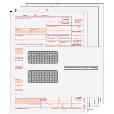 1099-INT (INTEREST) Laser 2-UP 4-Part Kit w/Envelopes