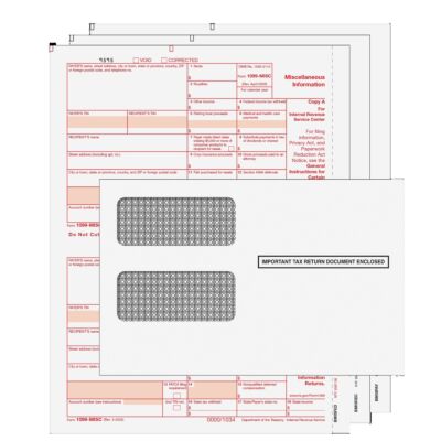 1099-MISC Laser 2-UP 3-Part KIT w/Envelopes