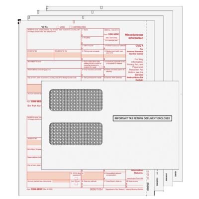 1099-MISC Laser 2-UP 4-part KIT w/Envelopes