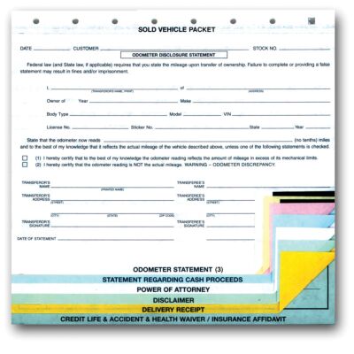 "Sold Vehicle " Combination Form 8-Part