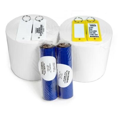 Vehicle Wizard Label Kit W/Plastic Key Tags In White & Yellow