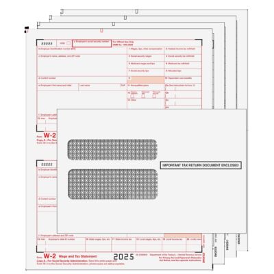 W-2 Laser 2-UP 4-Part KIT w/Envelopes