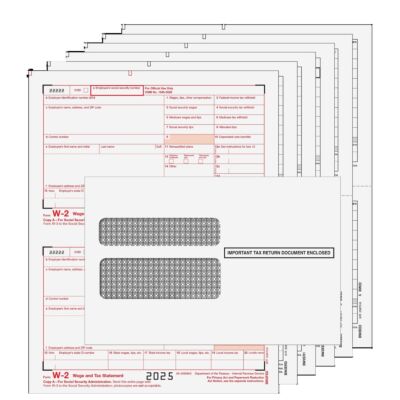 W-2 Laser 2-UP 6-Part KIT w/Envelopes
