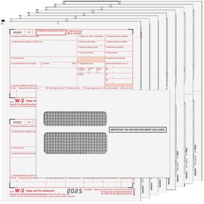 W-2 Laser 2-Up 8-Part KIT w/Envelopes